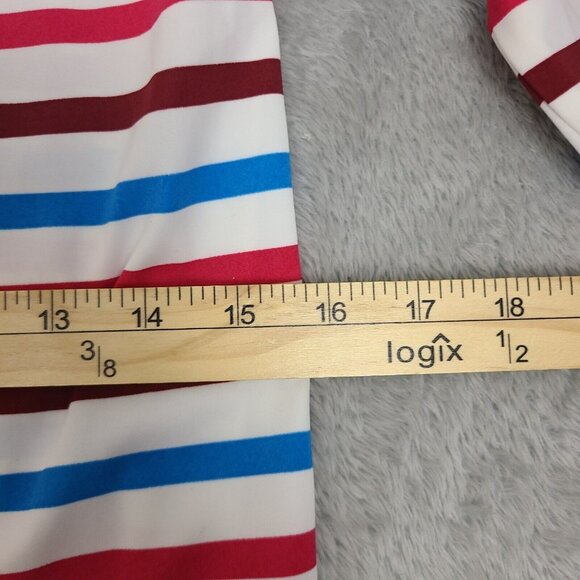 Spanx Swim Shirt Rash Guard Ocean Stripe‎ Hibiscus Crew Neck Long Sleeve Medium - Picture 3 of 8